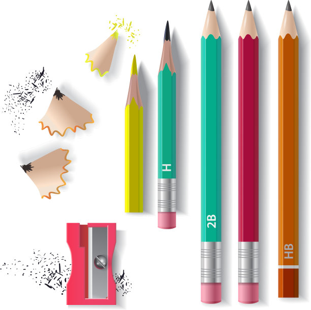 石墨铅笔集卷笔刀和削笔器图片下载