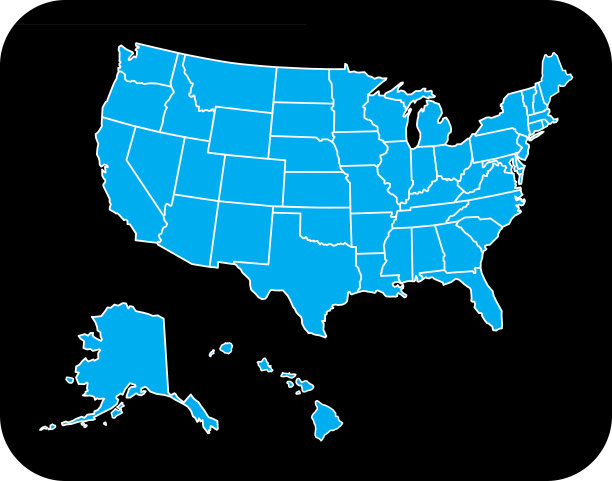 蓝色美国地图50个州图片下载