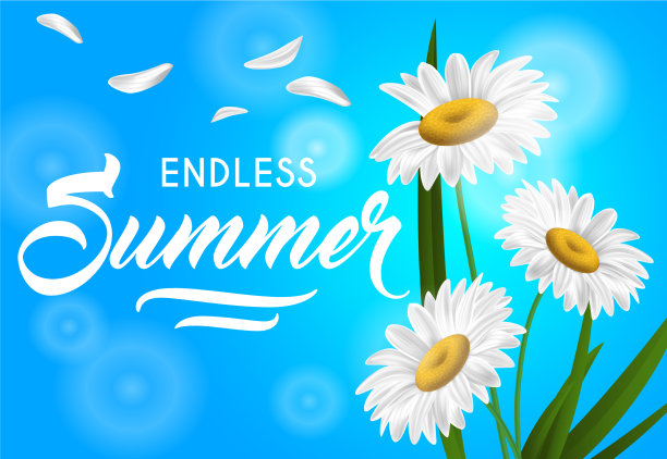 无尽的夏季季节性横幅设计与图片下载