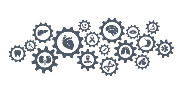 医学和健康-齿轮机制抽象背景概念-矢量股票插图图片下载