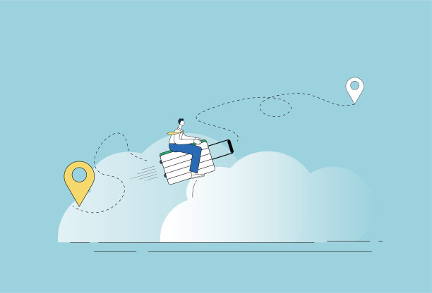 白领们乘坐旅行箱从一个地方飞到另一个地方。图片下载