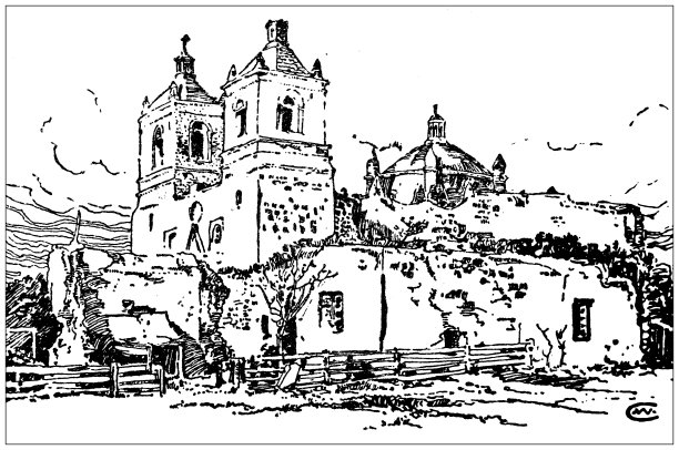 美国古董插图，德克萨斯地标和公司:圣安东尼奥，使命康塞普西翁图片下载