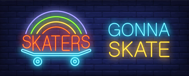 滑冰者要滑霓虹灯图片下载