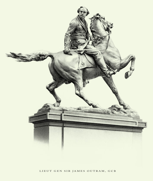 詹姆斯·奥特拉姆将军，英国维多利亚时代版画，1875年图片下载