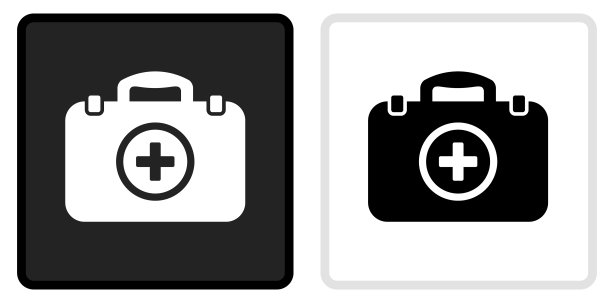 医疗公文包图标上的黑色按钮与白色翻转图片下载