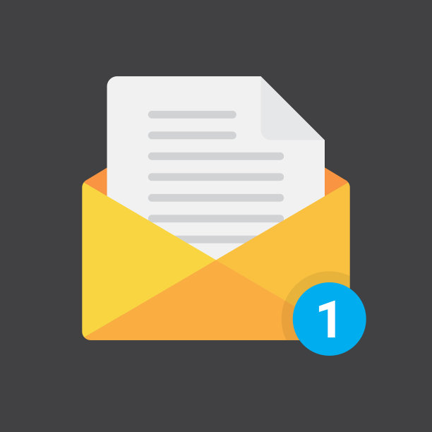 附有文件及通知平面设计的信封。图片下载