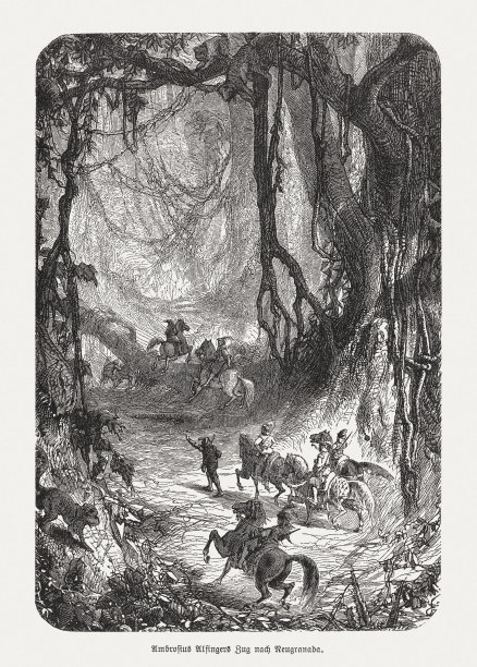 安布罗修斯·埃辛格(约1500-1533)，德国征服者，木刻，1888年出版图片下载