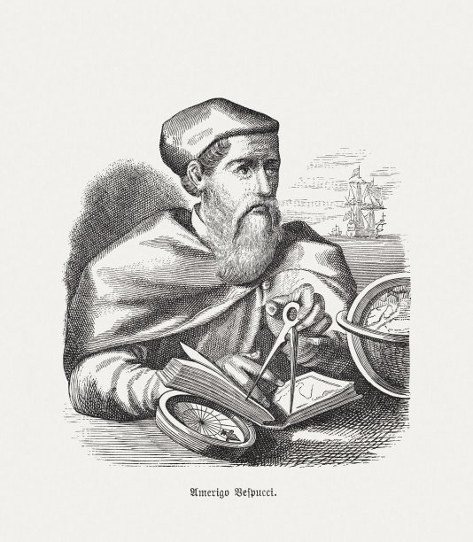 亚美利哥·韦斯普奇(1451/54-1512)，意大利探险家，木刻，1888年出版图片下载