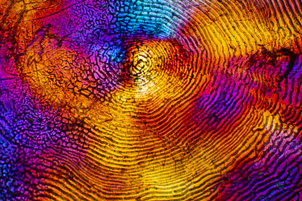 红鲑鱼单个鳞片的抽象显微照片。图片下载