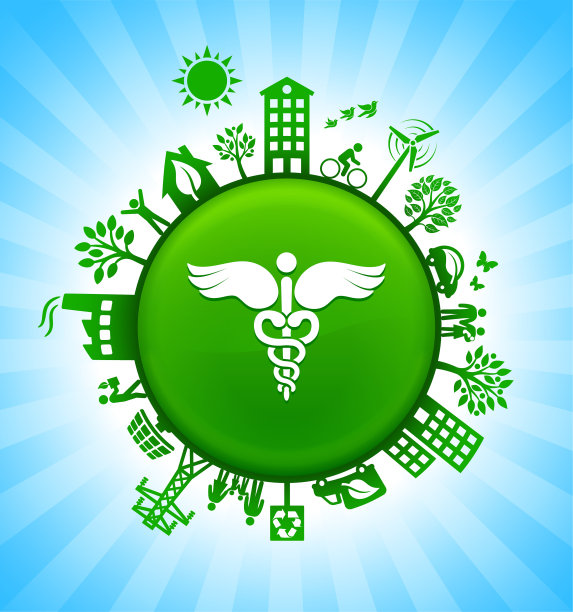Caduceus环境绿色按钮背景在蓝天图片下载
