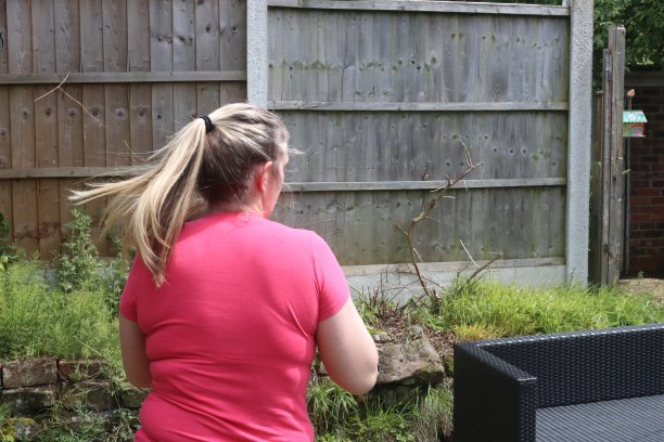 一张中年妇女在自家花园里做有氧和无氧混合运动的照片图片下载