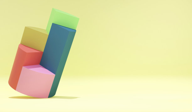 黄色背景的饼图3D插图。3D渲染业务分析概念图片下载