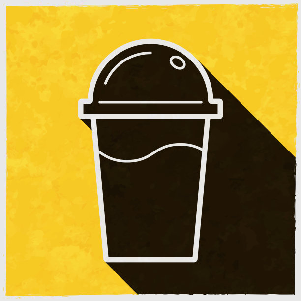 杯子圆顶。图标与长阴影的纹理黄色背景图片下载