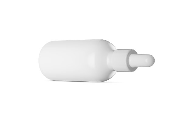 3d白色空白化妆品油滴瓶与盖，血清滴包装模型，3d插图图片下载