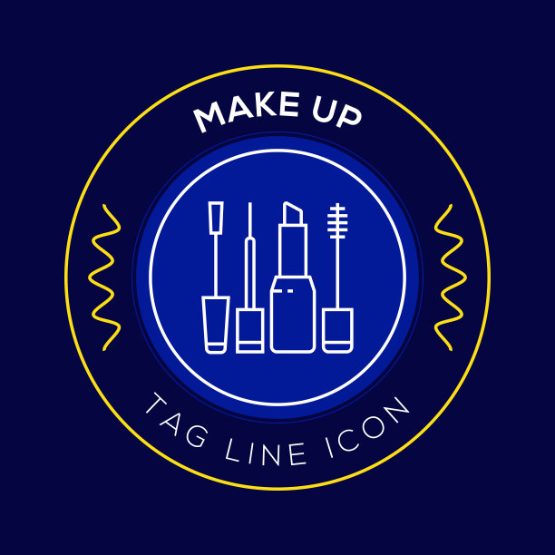 化妆圈徽章，现代标志矢量图标设计线风格图片下载