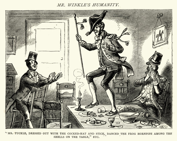 狄更斯，《匹克威克外传》，在桌上跳起了青蛙角笛舞图片下载