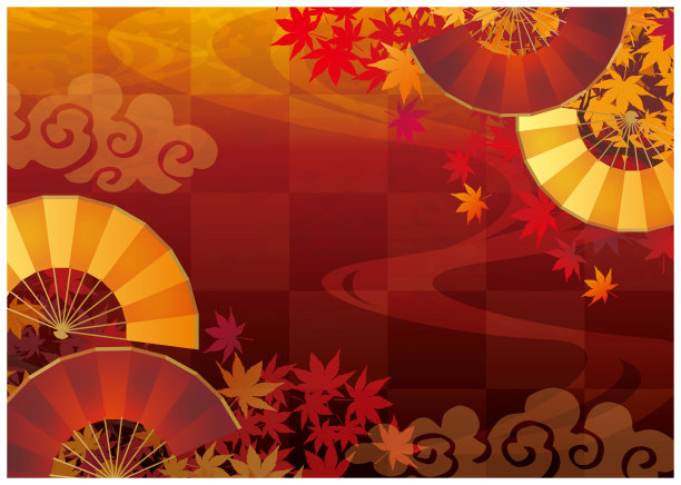 华丽的中国风格的亚洲传统装饰边秋叶图片下载