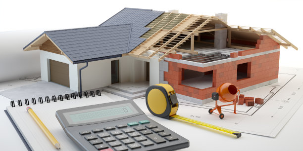 房屋建设预算，3d插图图片下载