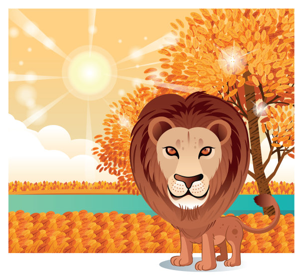 秋季和狮子图片下载