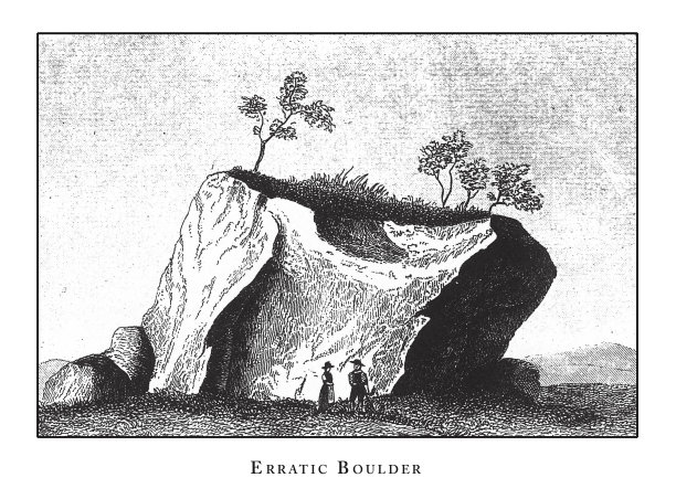 古怪的巨石，特殊的地质版画古董插图，1851年出版图片下载