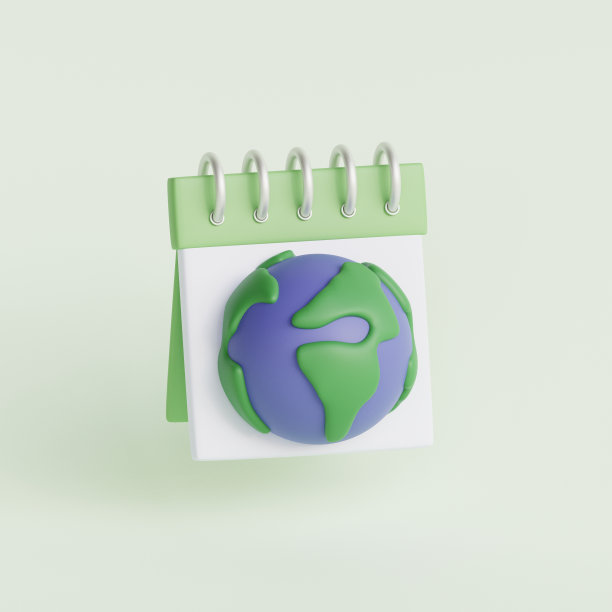3d行星地球日历。生态环境理念。生态意识，循环利用能源效率。地球日。3d渲染插图。图片下载
