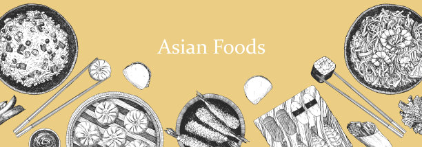 亚洲餐厅菜单。图片下载