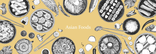 亚洲餐厅菜单。图片下载