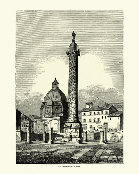 图拉真圆柱，意大利罗马的胜利圆柱图片下载