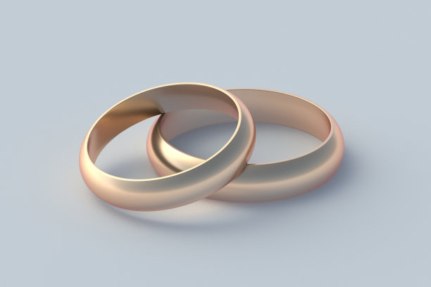 金色的结婚戒指。家庭的象征。三维渲染图片下载