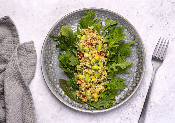 食物摄影藜麦沙拉与蔬菜图片下载