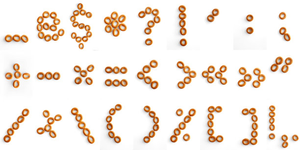 百吉饼字体的符号。ABC搞笑信。图片下载