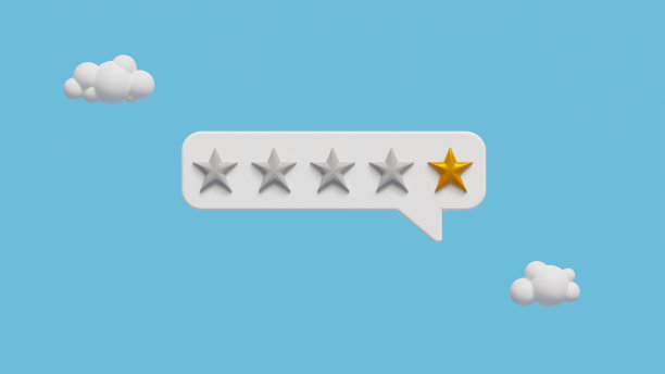 一颗金星评价，客户体验，优质服务，不良反馈概念背景。排名图标符号。三维演示图片下载
