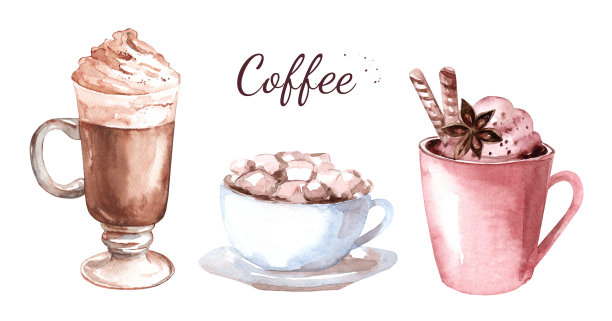 水彩咖啡插图图片下载