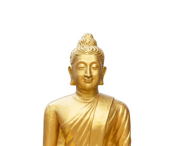 金佛隔离在白色背景与剪辑路径。图片下载