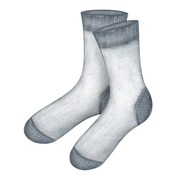 洗衣插图。灰色的袜子。白底水彩画。手绘。的明信片图片下载