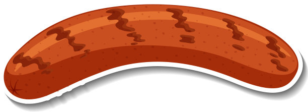 白色背景上的烤香肠贴纸图片下载