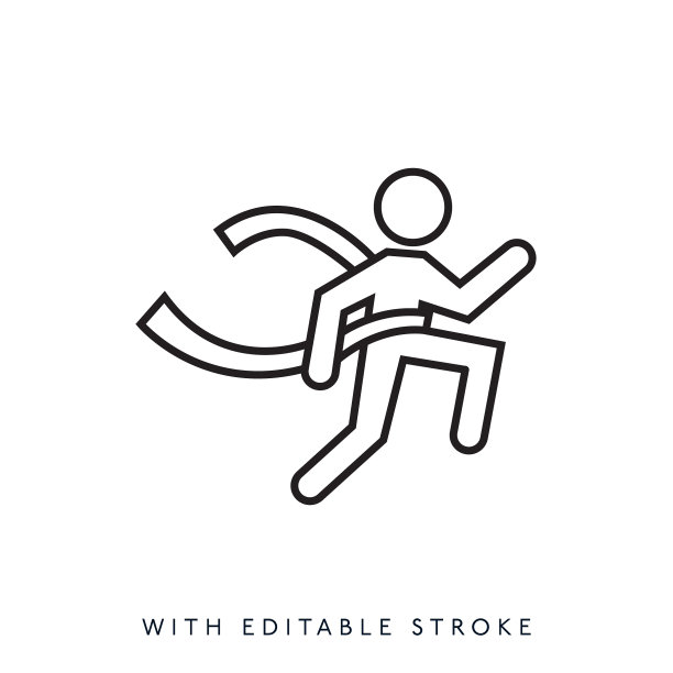 商人越过终点线的图标。可编辑的中风图片下载