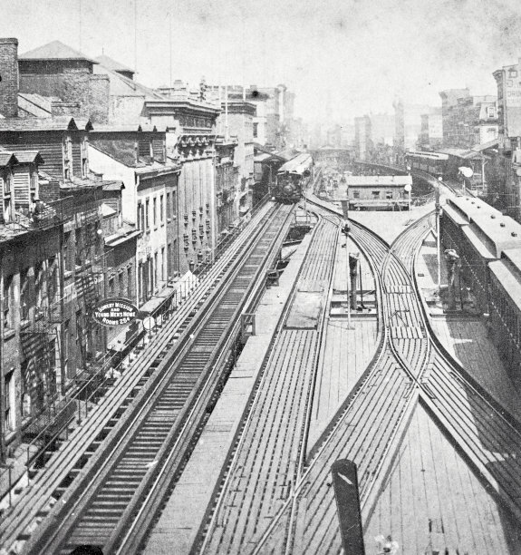 纽约市，包厘街的高架铁路，图片下载