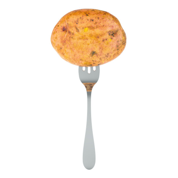 叉子上的土豆，3D渲染图片下载