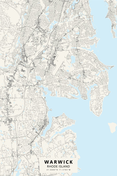 沃里克，罗德岛，美国矢量地图图片下载