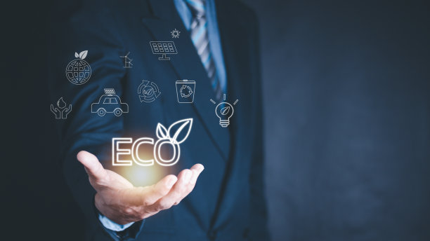 清洁能源限制全球变暖和气候变化基于可再生能源的可持续发展和绿色商业电力运输通过植树补偿图片下载