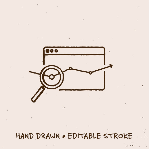 带有可编辑描边的手绘线形图表图标图片下载