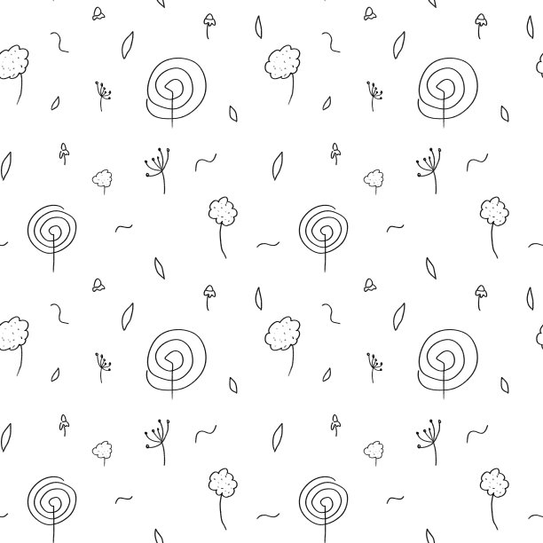 花螺旋涂鸦简单有趣的无缝图案图片下载