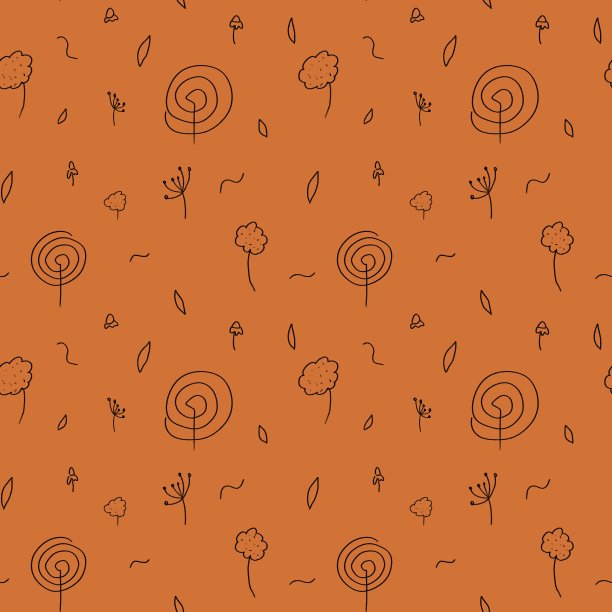 花螺旋涂鸦橙色乐趣无缝图案图片下载