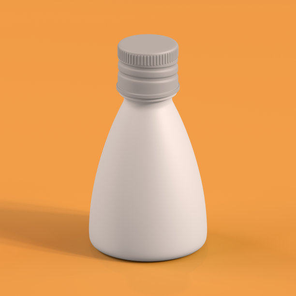 单色瓶在橙色背景，3d渲染图片下载