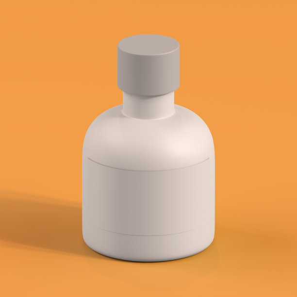 单色瓶在橙色背景，3d渲染图片下载