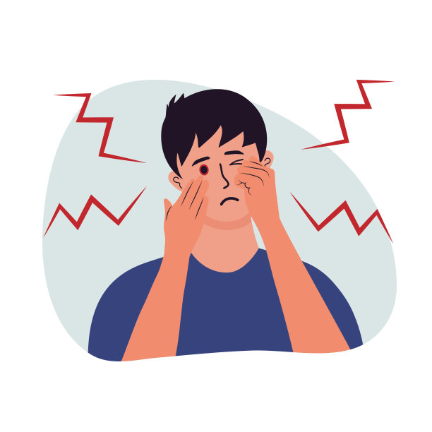 眼部有红肿症状，眼部有炎症及损伤者。结膜炎哭泣。眼病的症状。酸痛的眼睛。图片下载