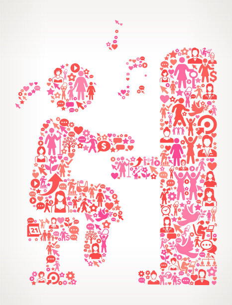 女孩弹钢琴妇女权利和女孩图标模式图片下载