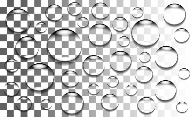 真实的水滴在透明的背景图片下载