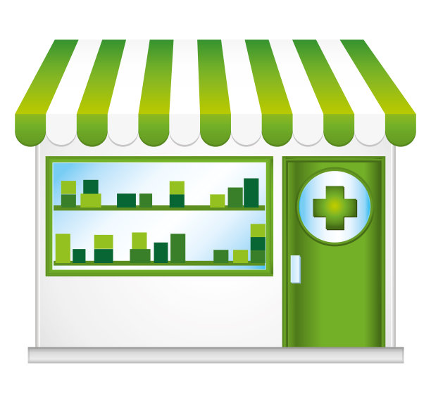 药店可爱的小图标。便利店。矢量插图。图片下载